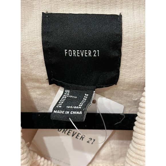 Forever 21 Cream Cropped Frayed Corduroy Jacket Size M New - Picture 9 of 11
